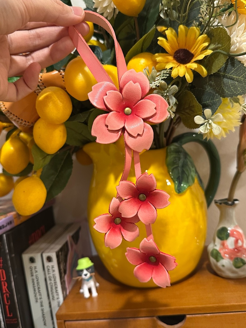Pink Floral Hanging Charm - Brand